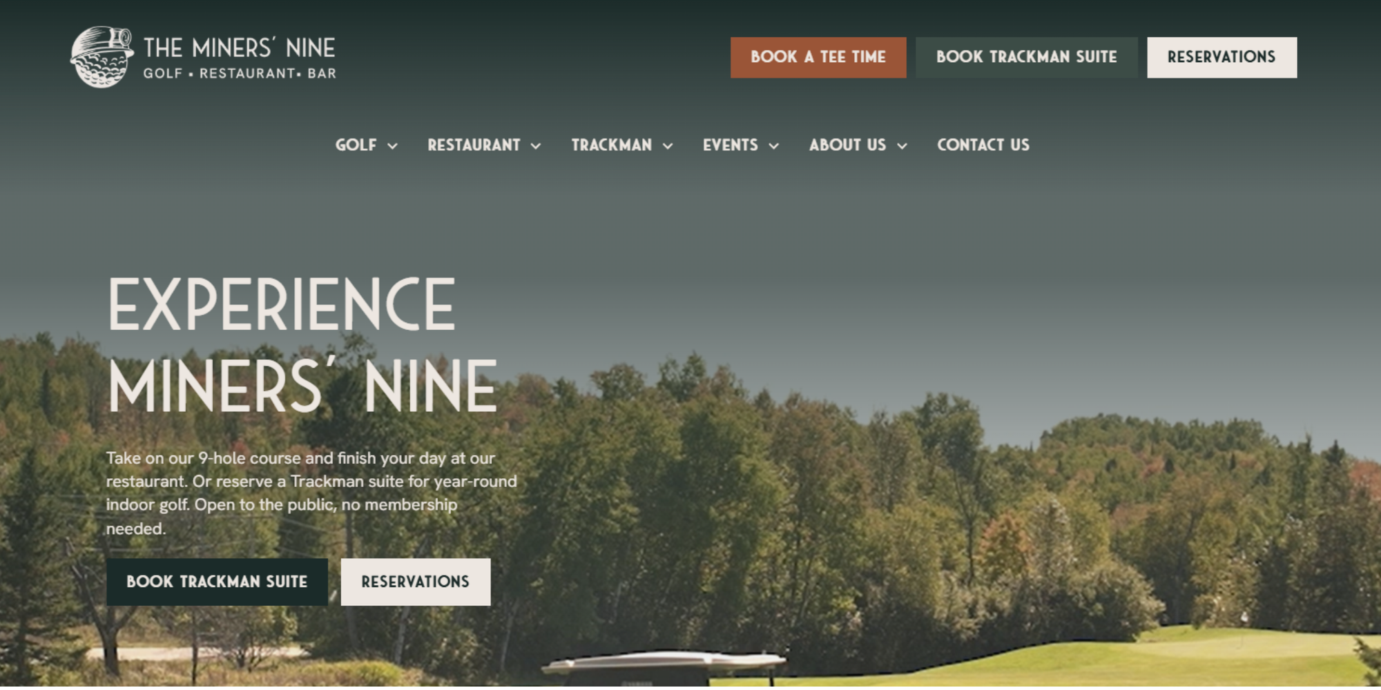 screenshot of miner's nine golf course with Koalendar scheduling software for golf simulator