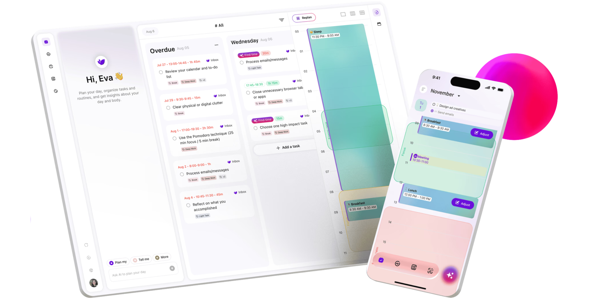 dashboard on mobile and desktop of lifestack scheduling software for entrepreneurs