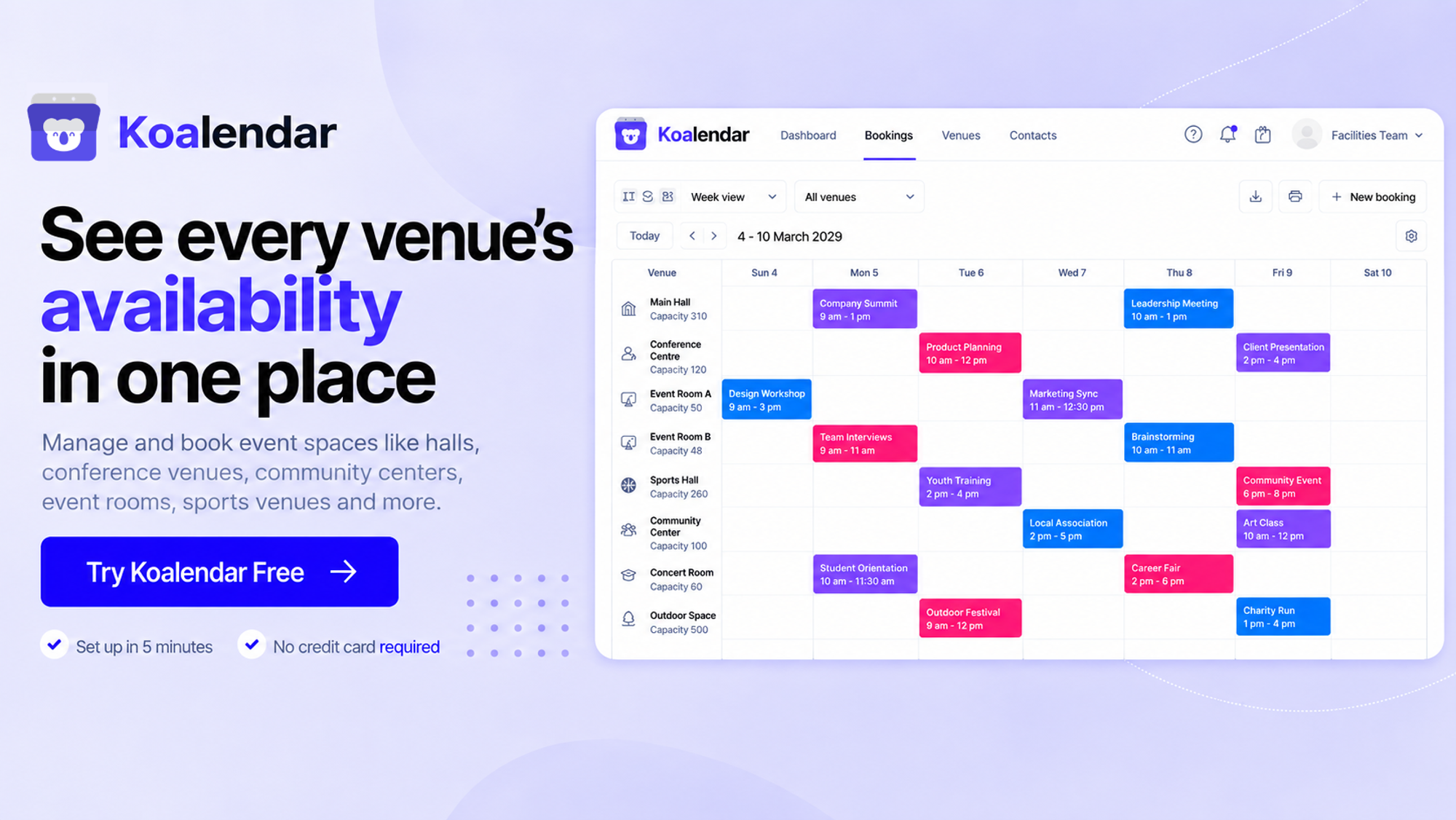 Venue scheduling software banner about seeing all venue availability