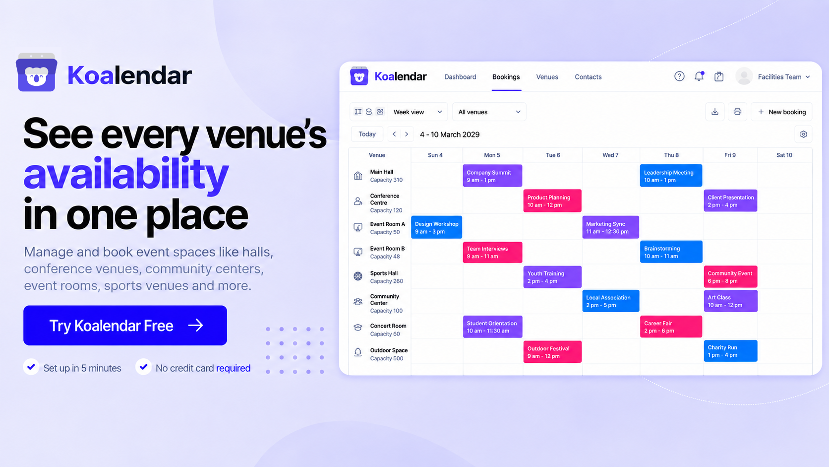 Venue scheduling software banner about seeing all venue availability