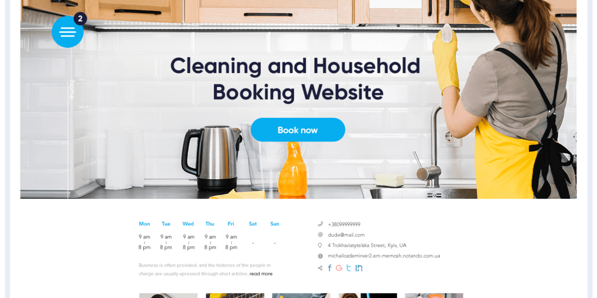 captura de pantalla de la aplicación de reservas de limpieza del hogar de simplybook.me