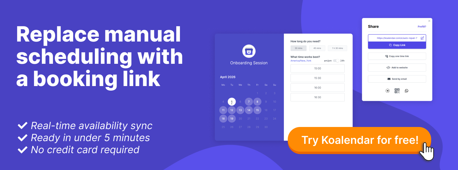 Replace manual scheduling with a booking link
