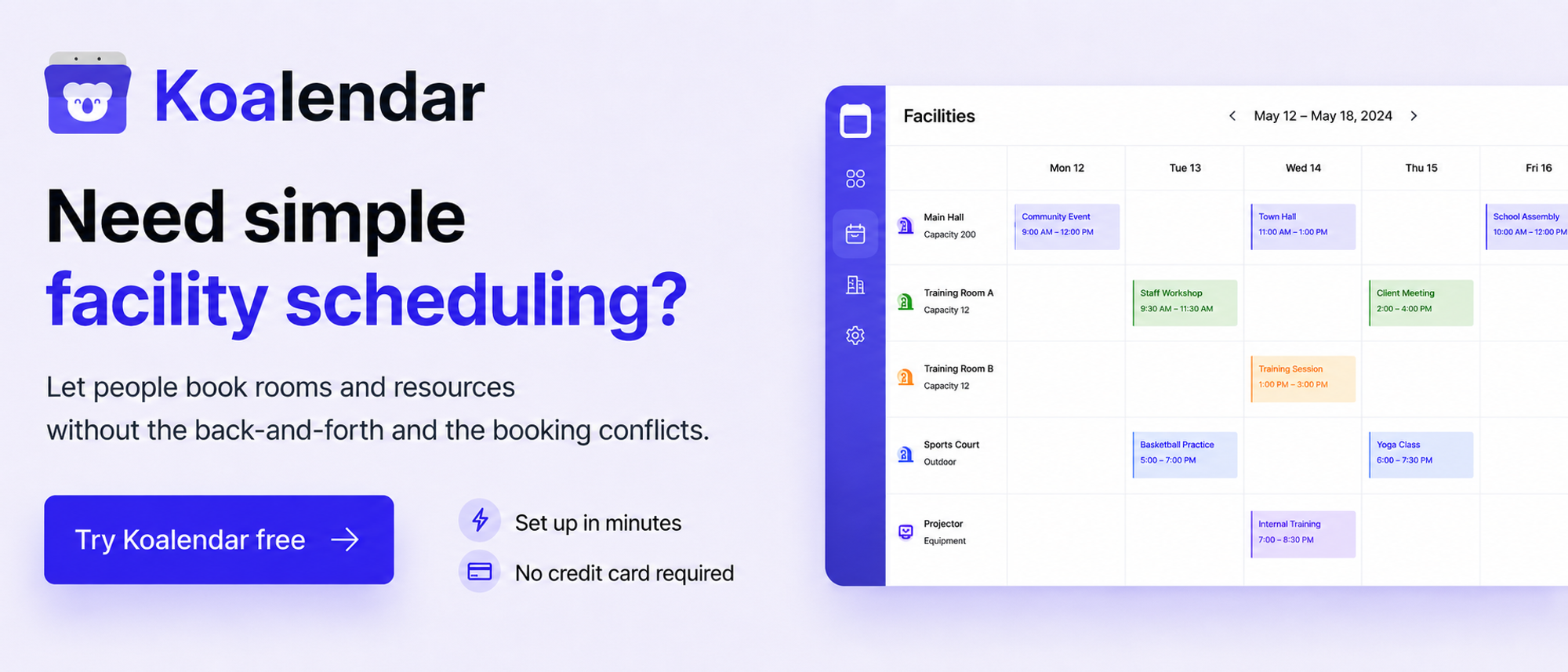 Facility booking software koalendar