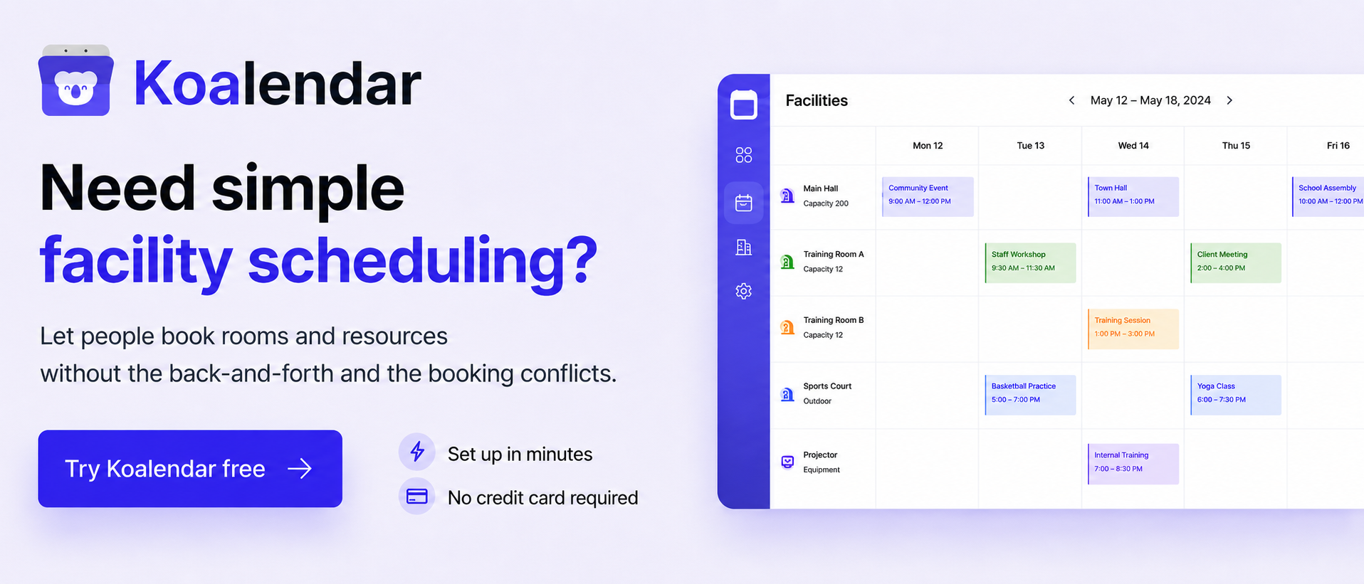 Facility booking software koalendar