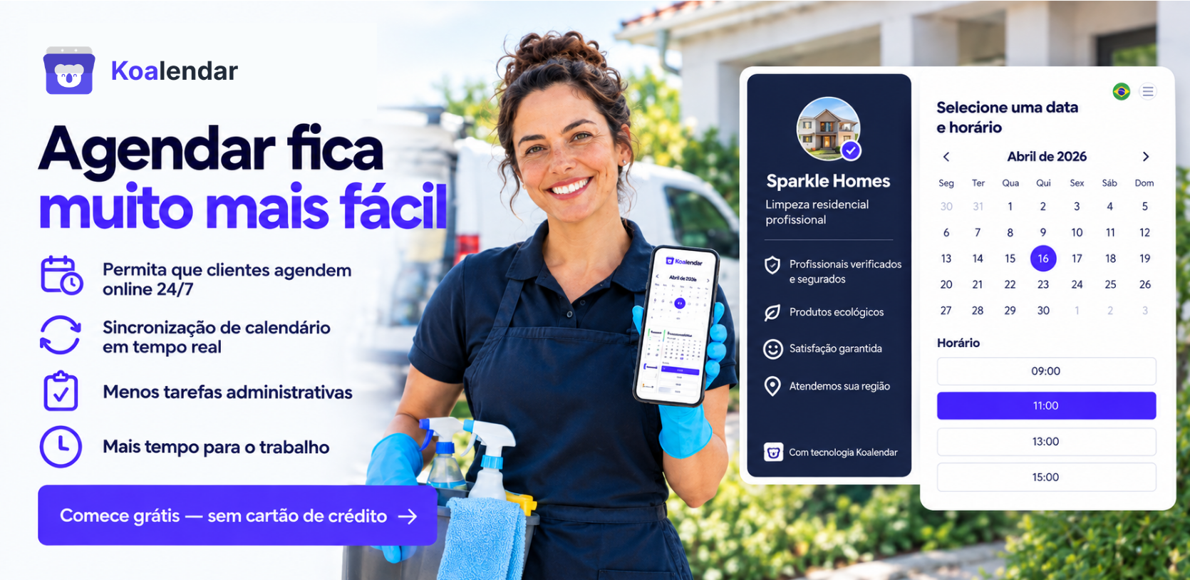 Software da Koalendar para empresas de serviços domiciliares que facilita o agendamento de serviços