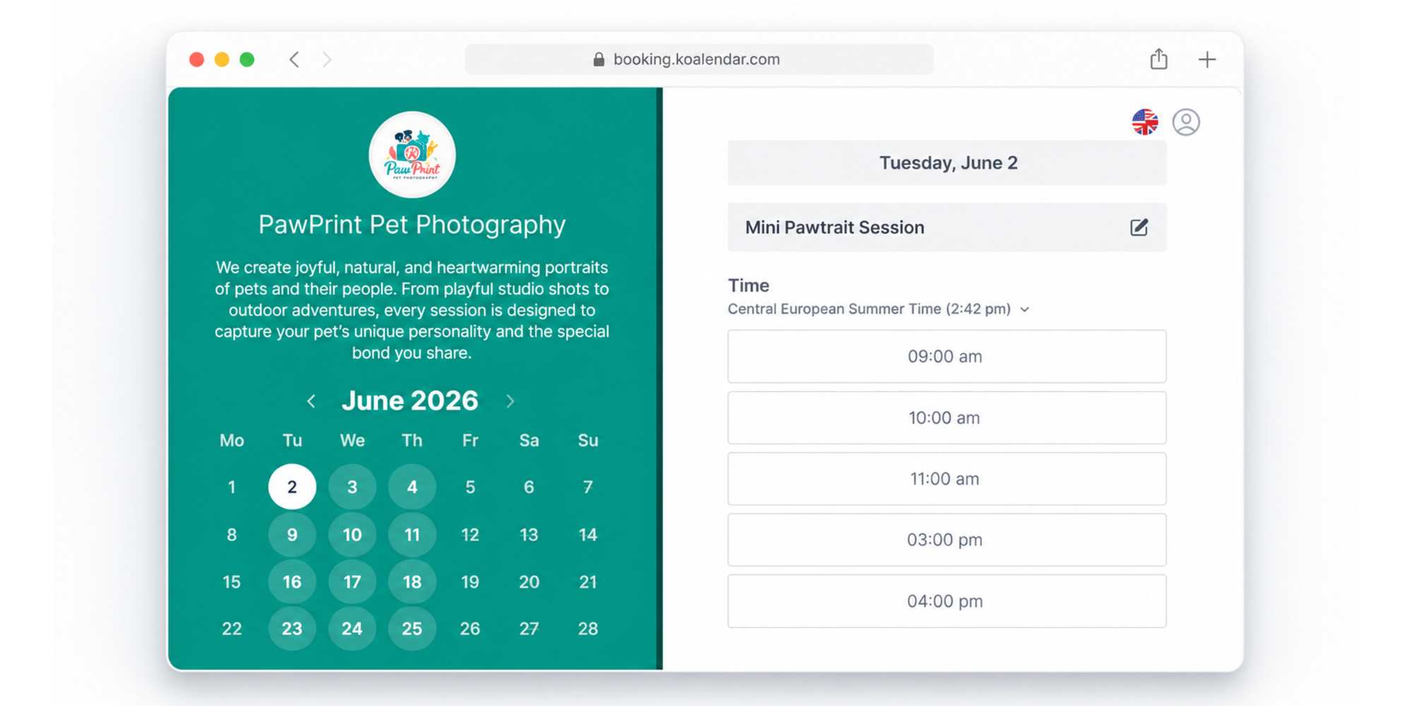 koalendar best booking software for photographers