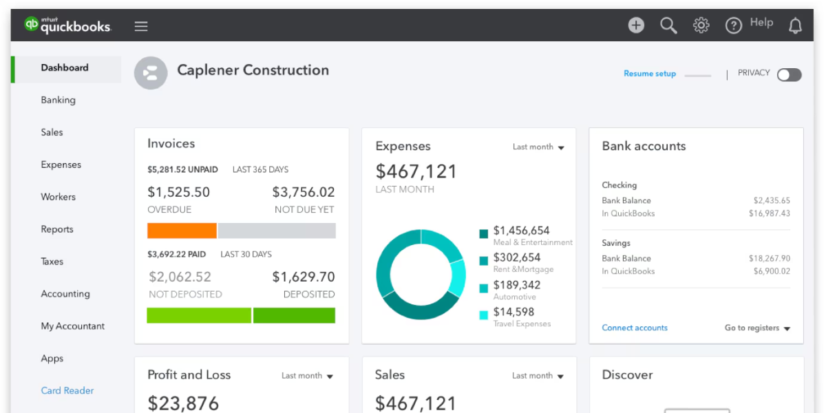 quickbooks screensoot zoho books competitors