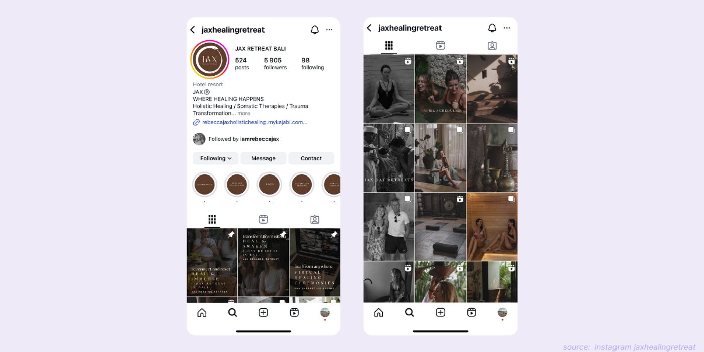 instagram social media booking options