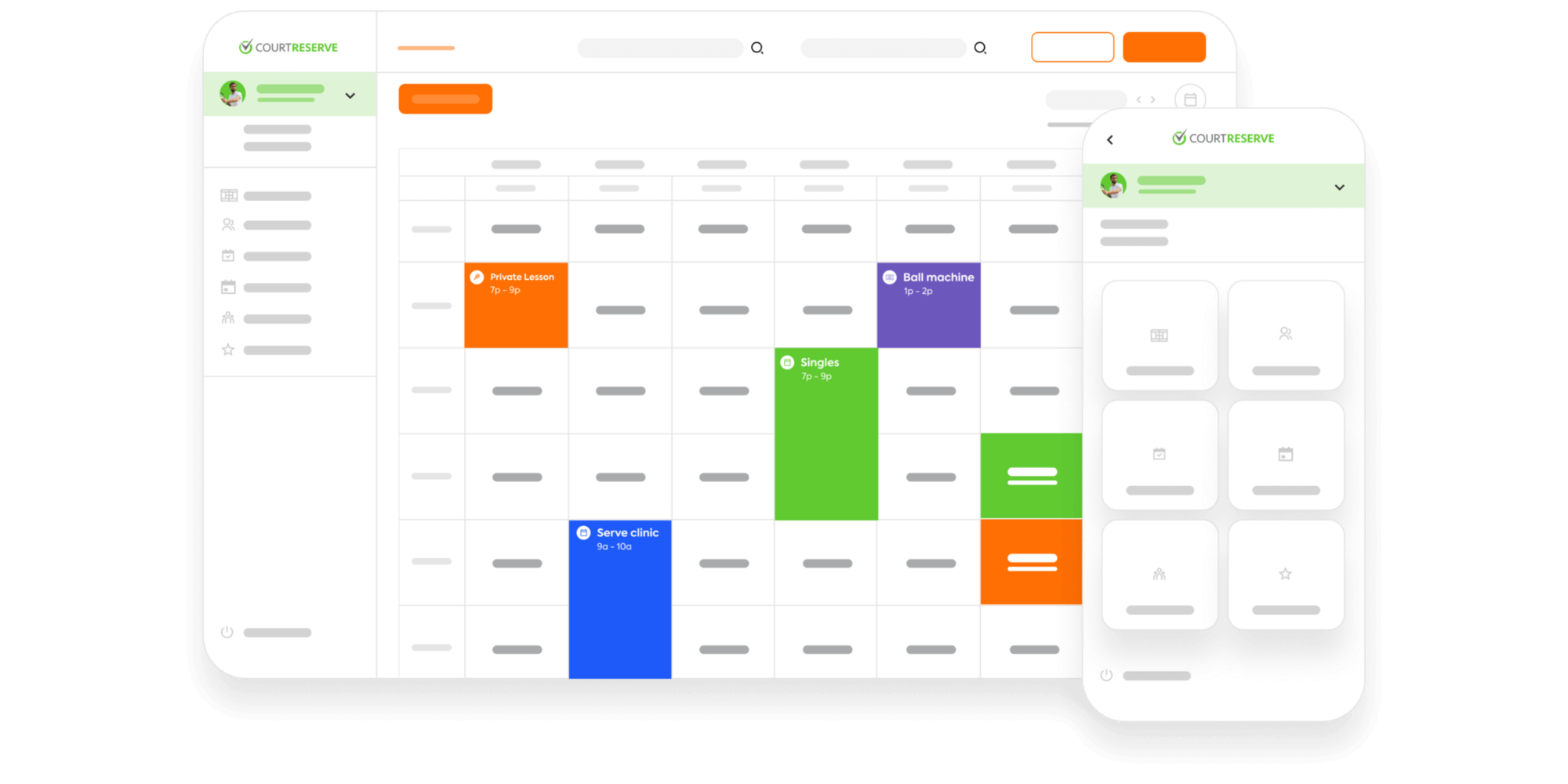 screenshot of a tool for scheduling sport facilities courtreserve 