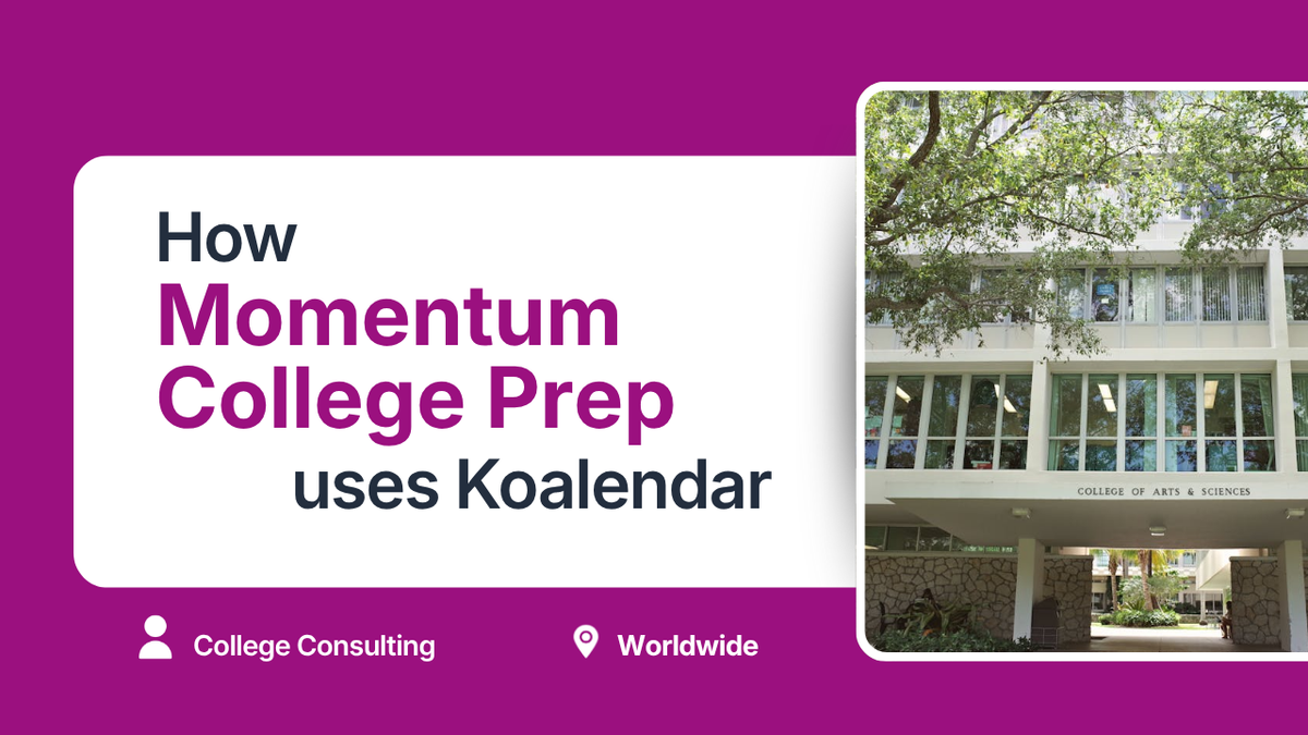 Momentum College Prep case study hero graphic showing a college campus building and the text