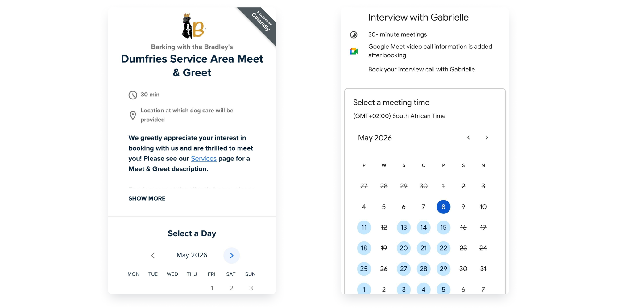 booking pages Calendly vs Google Calendar