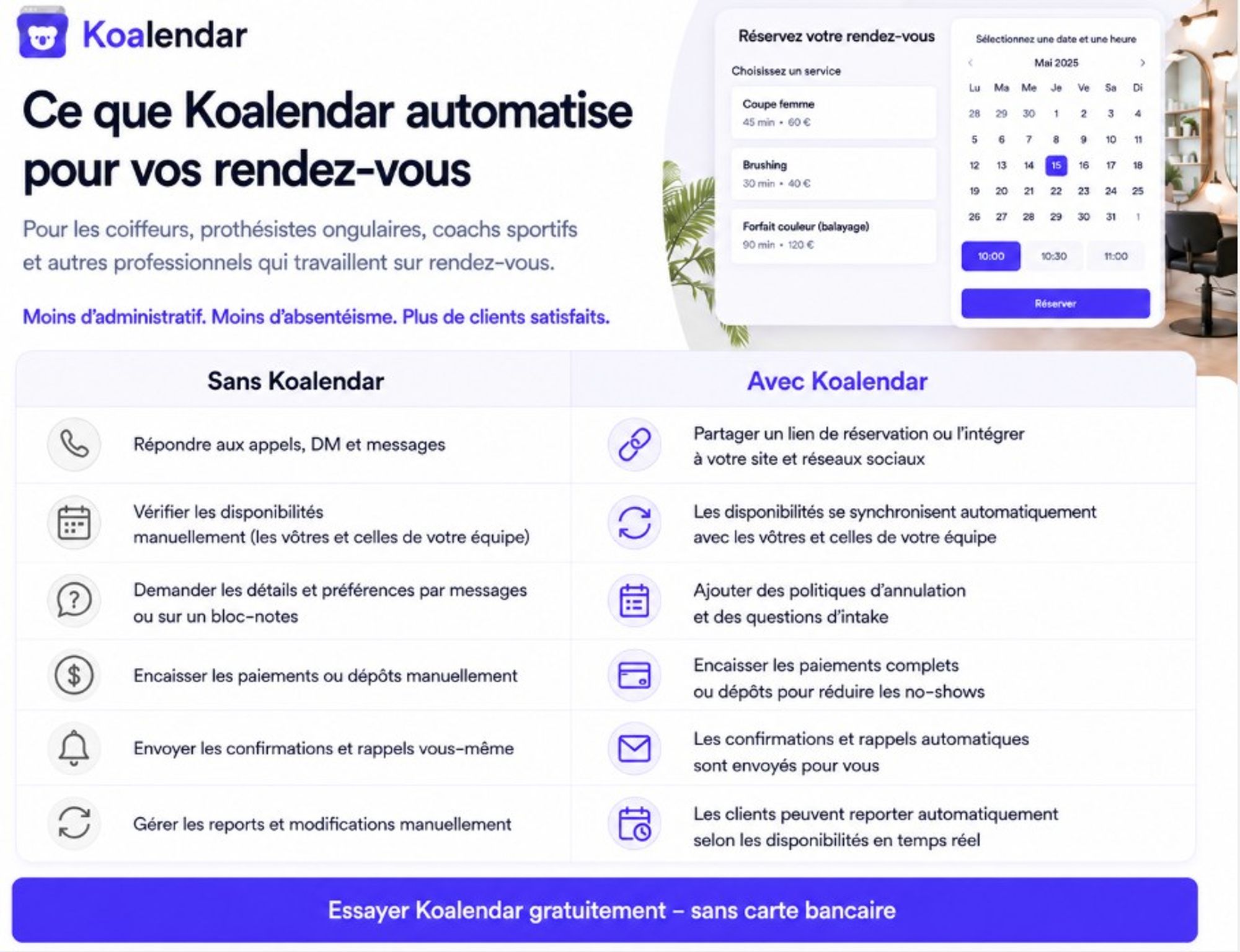 Koalendar pour la prise de rendez-vous