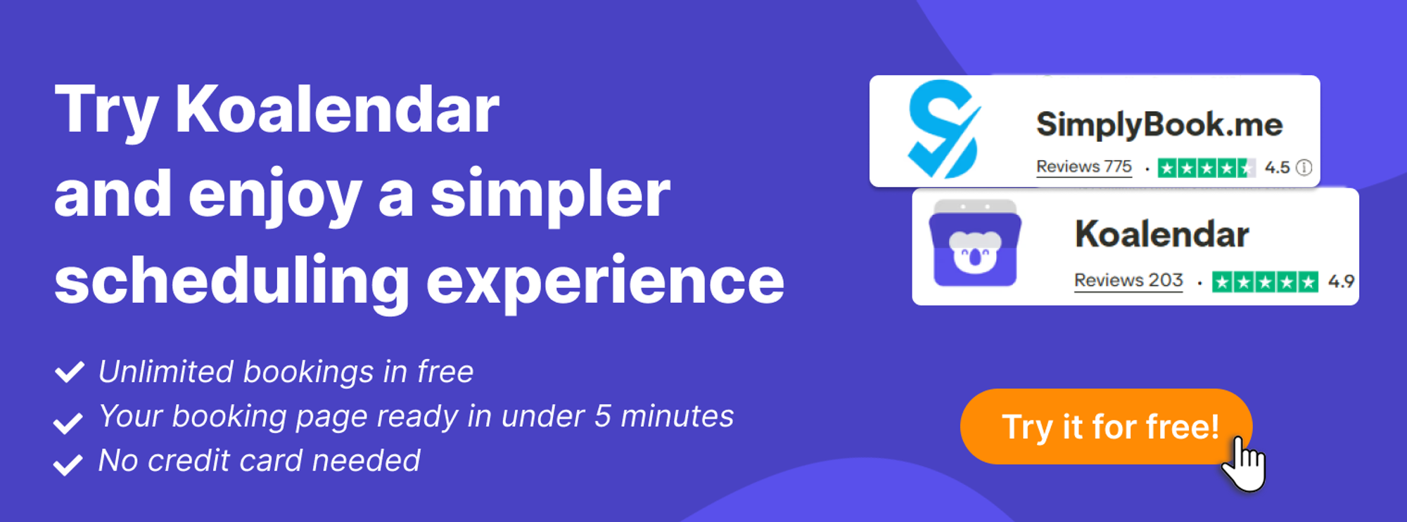 Koalendar is a simpler scheduling alternative to Simplybookme