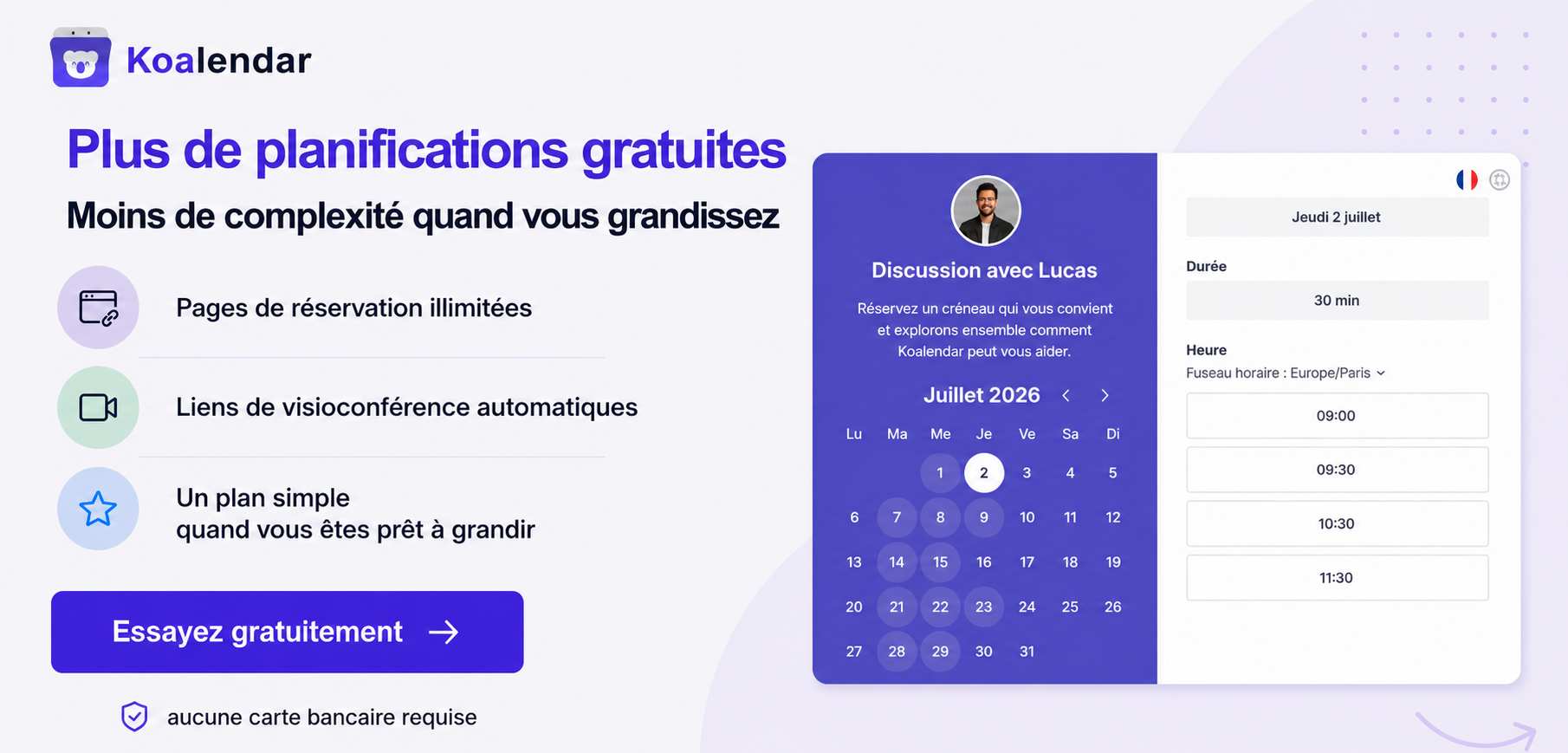 Koalendar, un outil gratuit de planification comme le programmateur de réunions Zoom