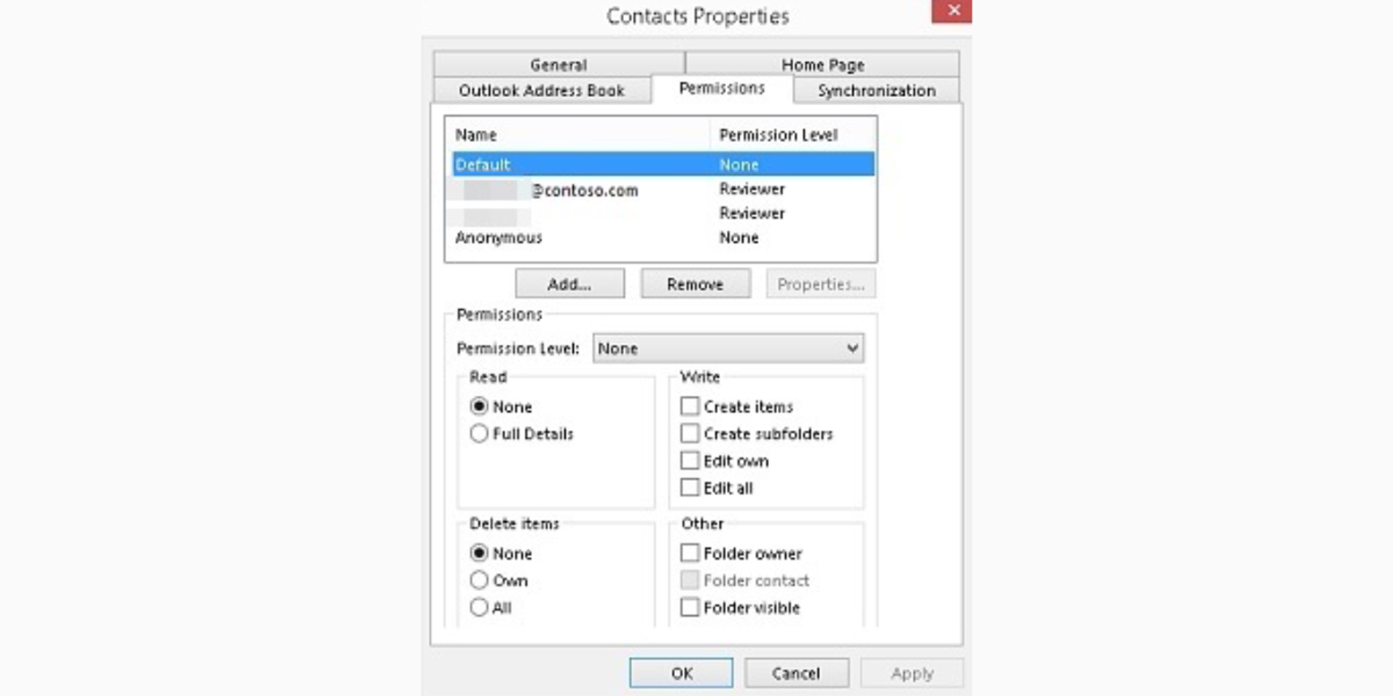 Permissions Outlook Calendar sharing settings
