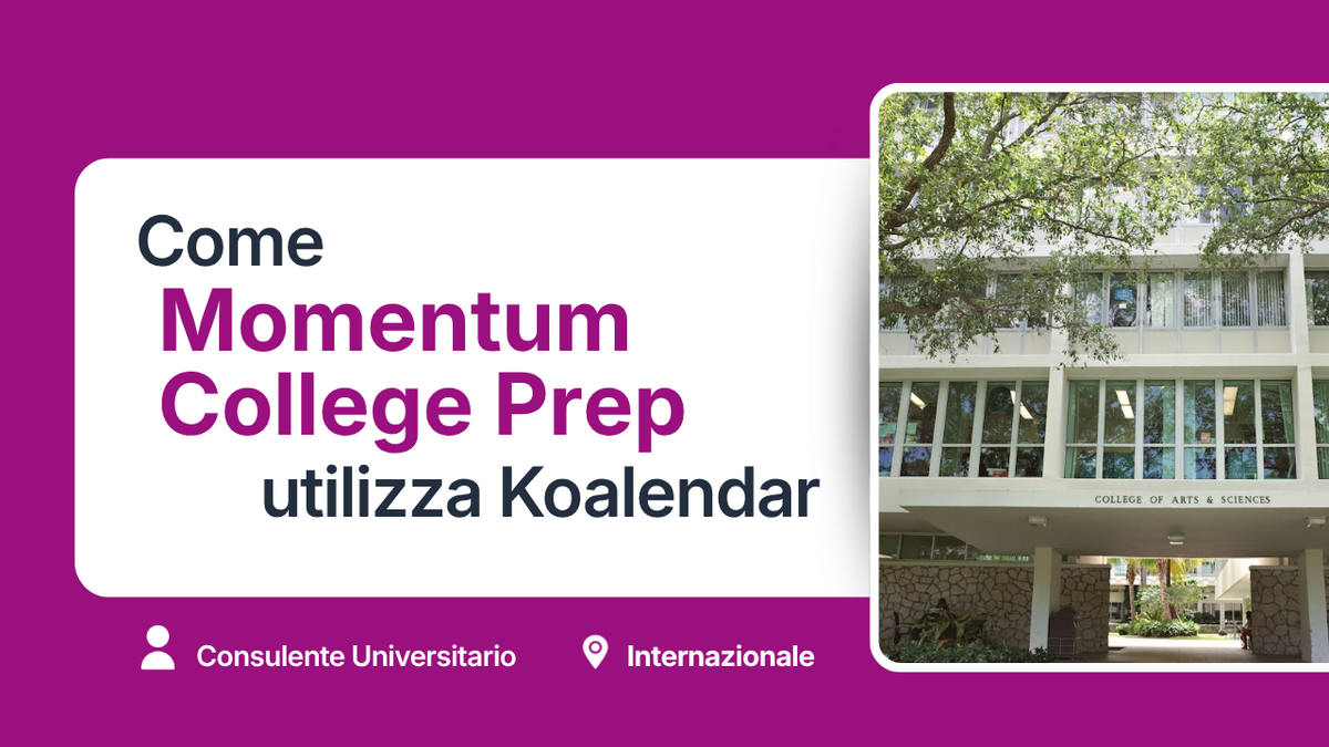 Grafica principale dello studio di caso di Momentum College Prep che mostra l’edificio di un campus universitario e il testo