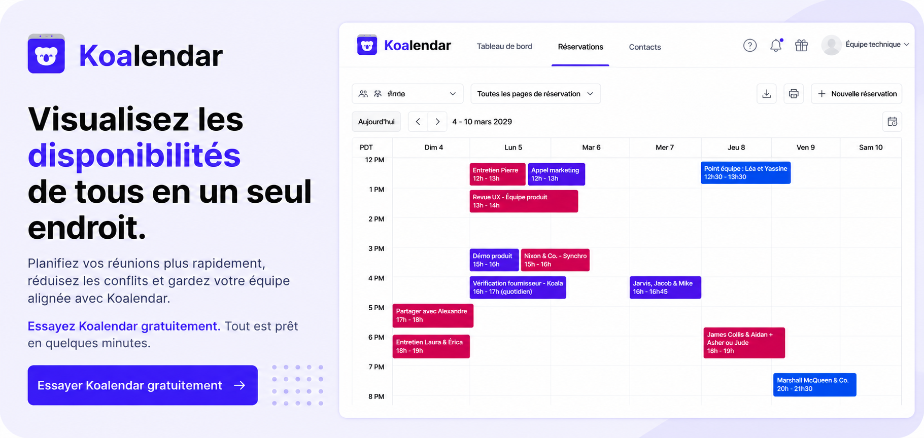 koalendar Système gratuit de réservation de salles de réunion et disponibilité des salles