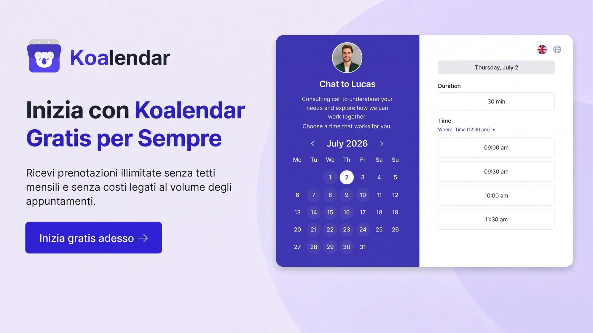 banner del software di pianificazione dei servizi Koalendar