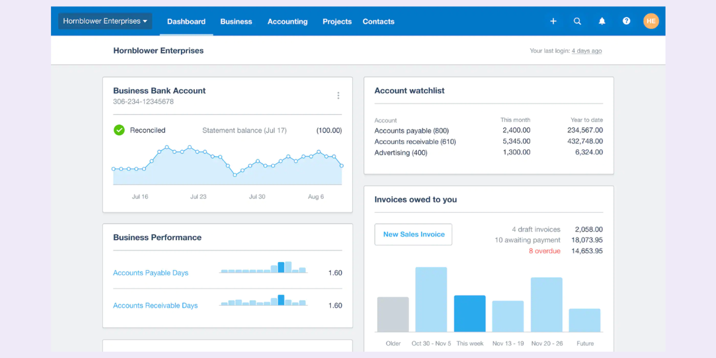 xero screenshoot zoho books alternative