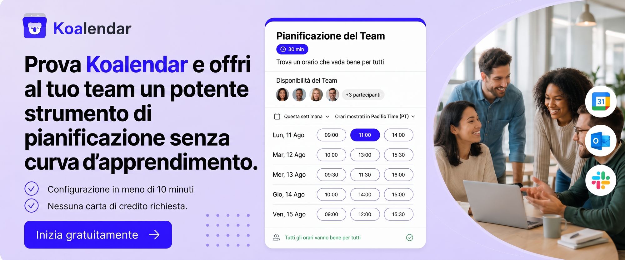 Pianificazione Koalendar per i team