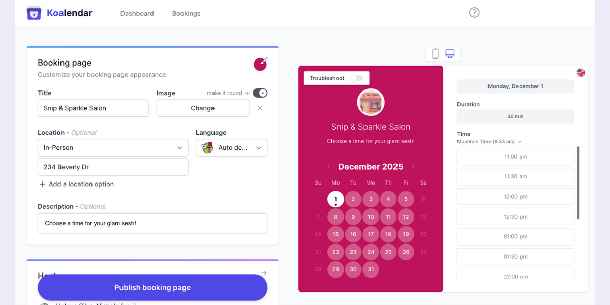 koalendar best hair salon booking software