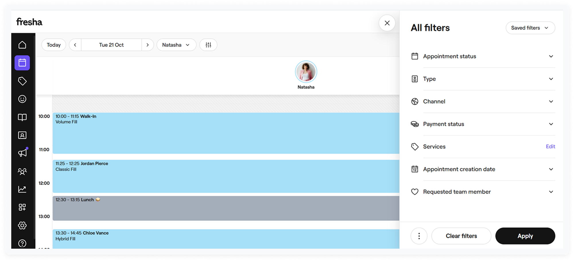 captura de pantalla del principal software de citas para salones Fresha