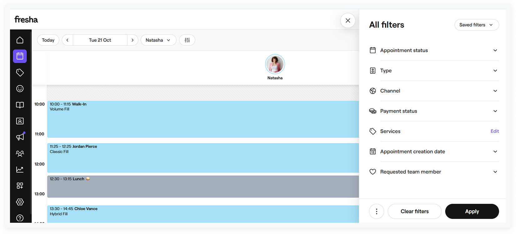 captura de pantalla del principal software de citas para salones Fresha
