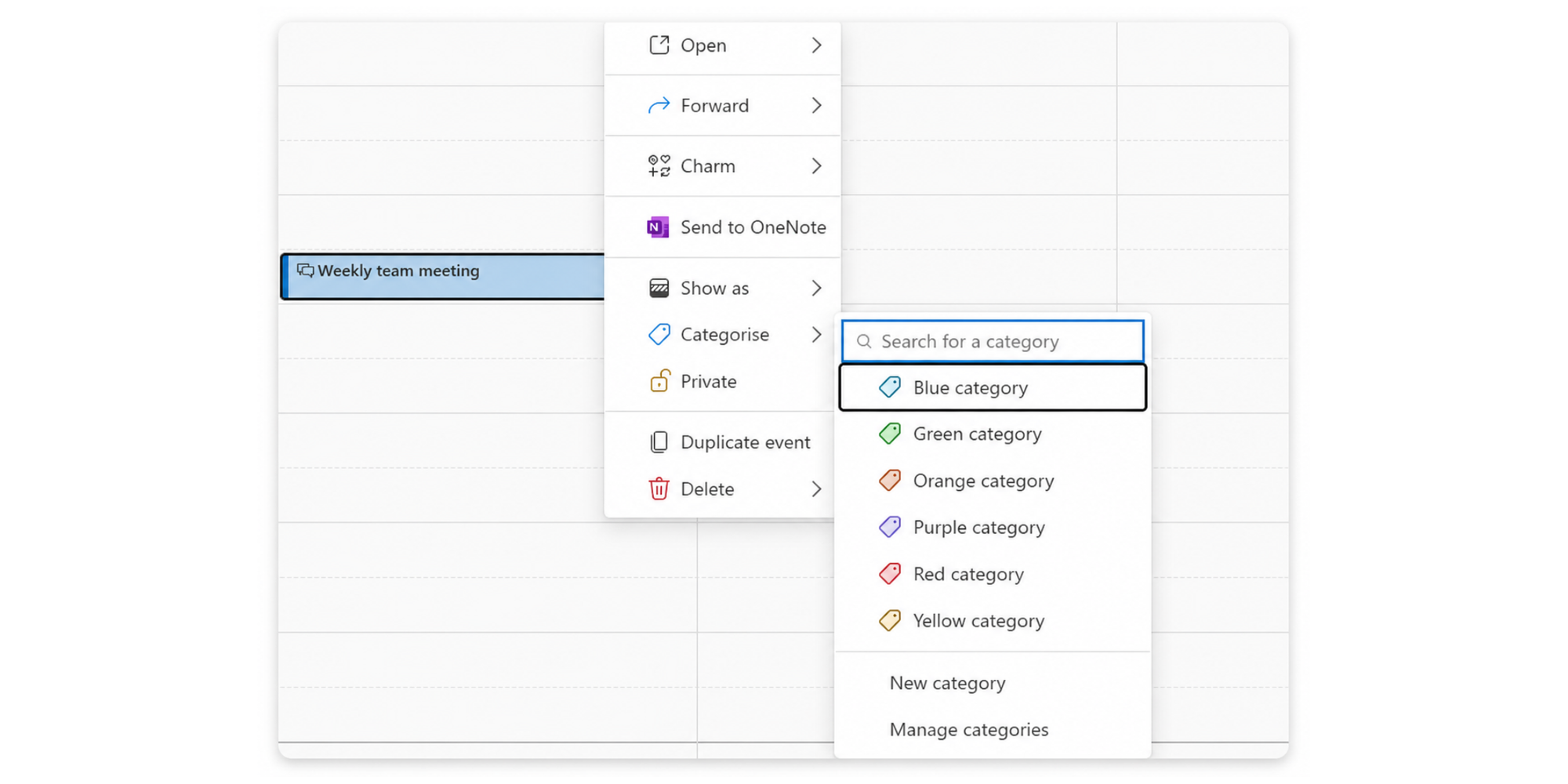 Setting category colors in Outlook