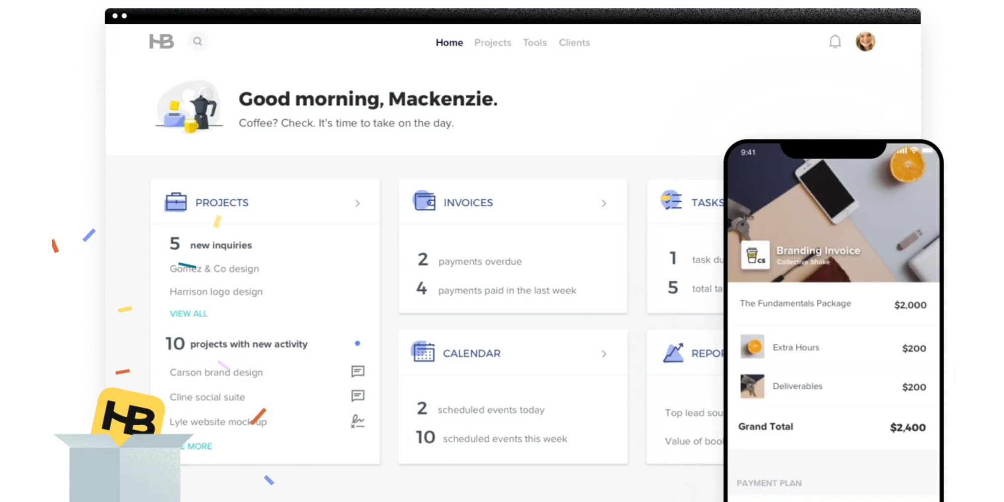 dashboard of honeybook appointment app for photographers