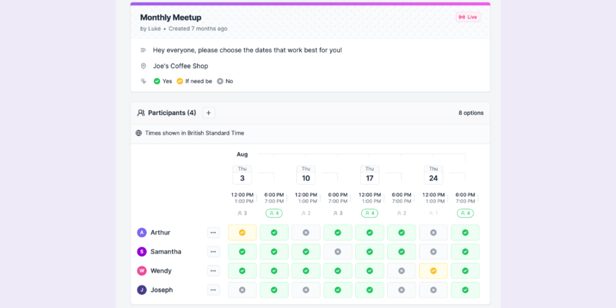 rallly software meeting polls