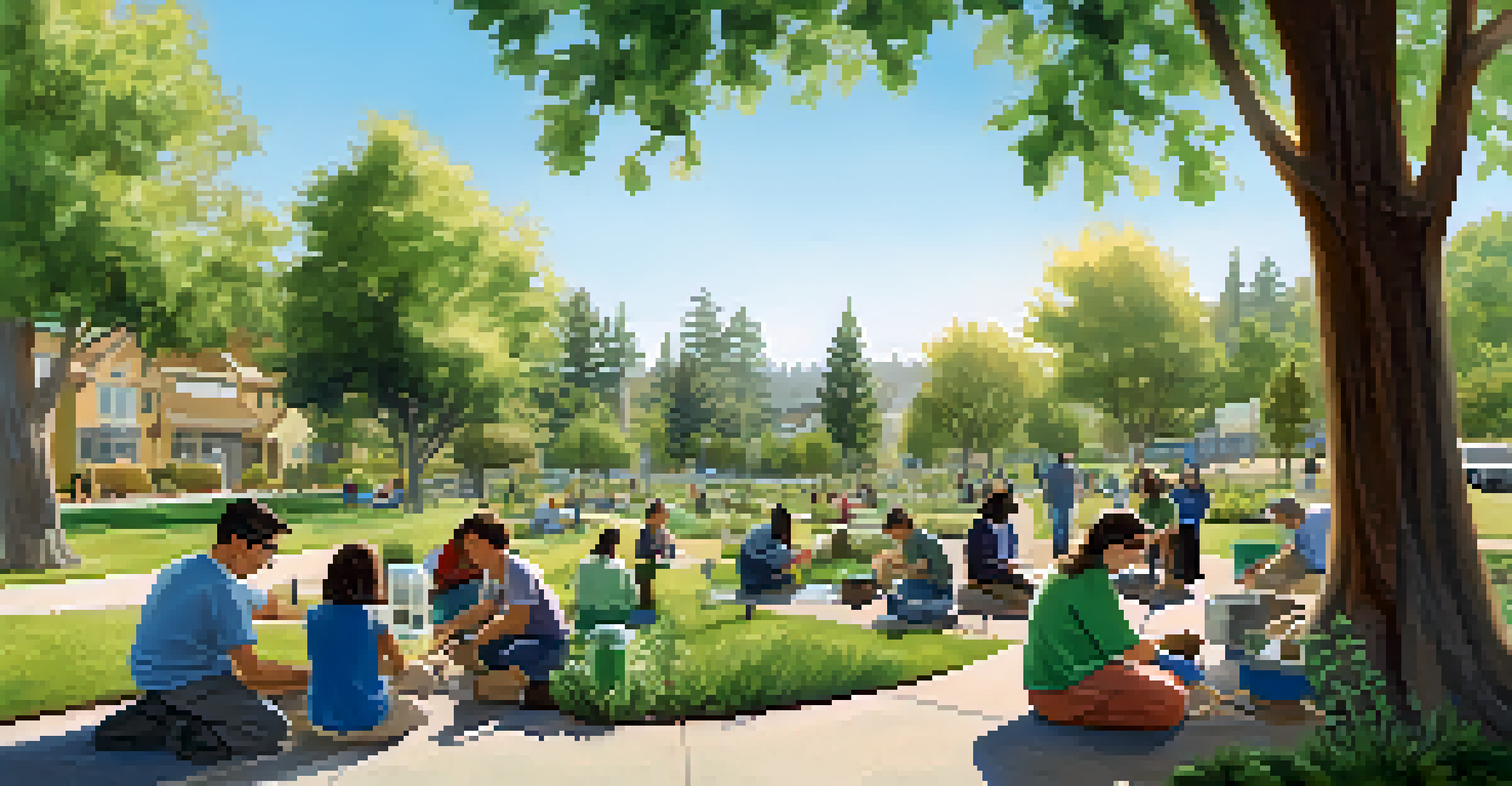 Residents participating in a community workshop focused on sustainability and tree planting in Redwood City.