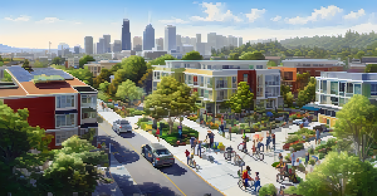 A panoramic view of Redwood City highlighting sustainability efforts with parks and community involvement.