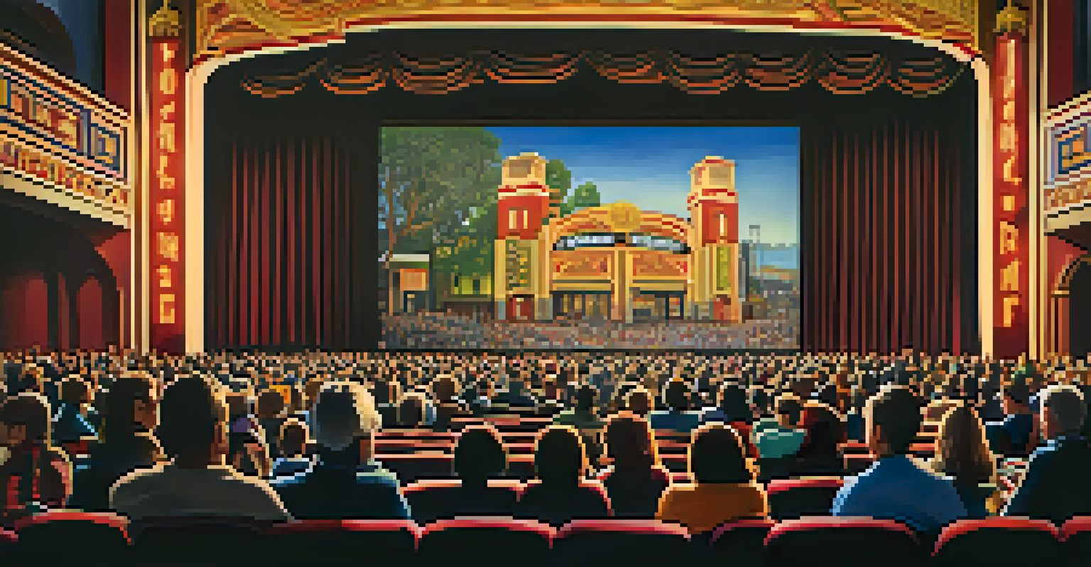 A crowded audience at the Redwood City International Film Festival inside the Fox Theatre, engaged in a film screening.