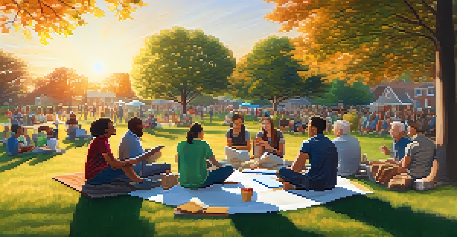 Residents gathered in a park for a community meeting, sharing ideas and discussing plans.