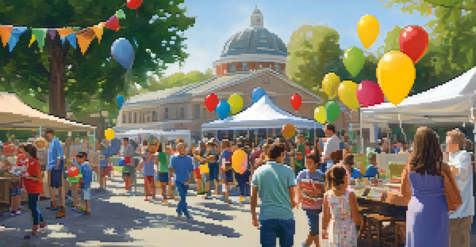 Families participate in a scavenger hunt at an outdoor event, with colorful decorations and food trucks in the background, filled with excitement and joy.