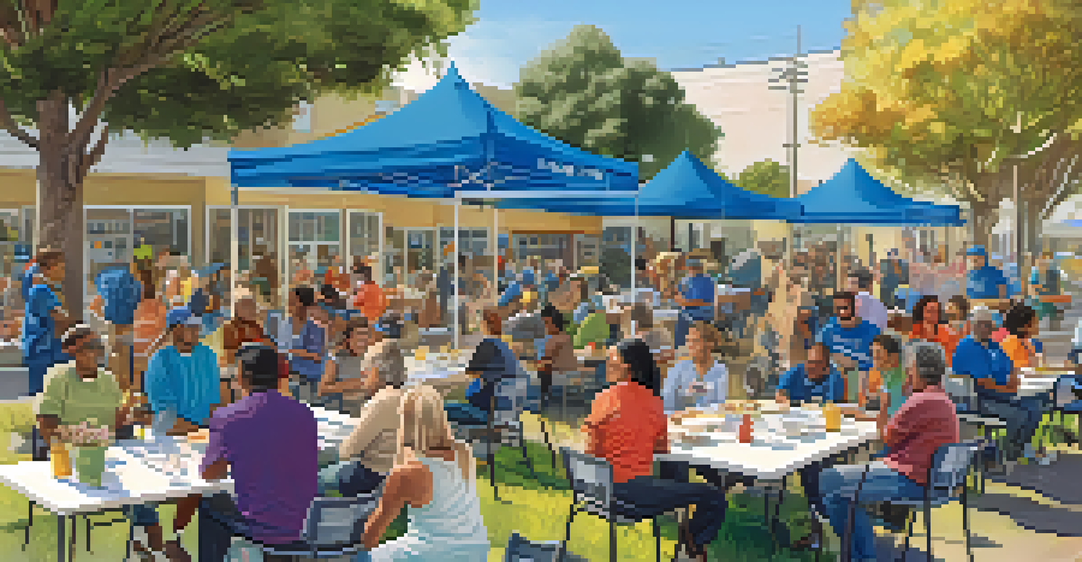 A community workshop in Redwood City with residents learning about water conservation and climate resilience under a clear sky.
