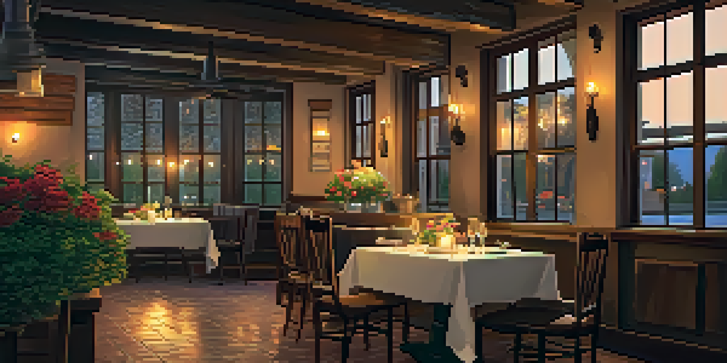 An intimate restaurant table set for two with candles, flowers, and Italian dishes, creating a warm and romantic atmosphere.