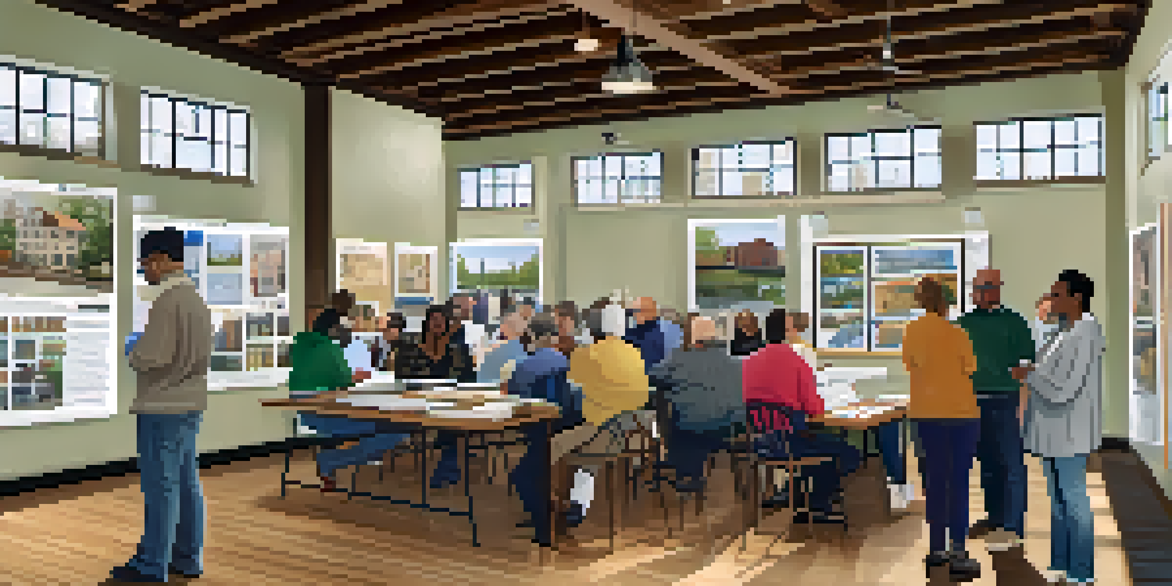 Residents participating in a community workshop about preservation in a historic building.