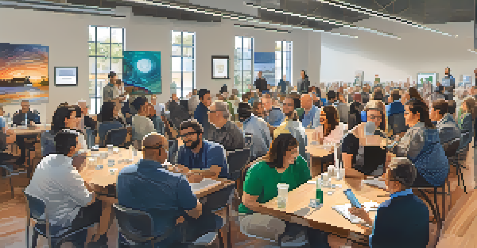 A community workshop in Redwood City with tech leaders and entrepreneurs working together, emphasizing collaboration and support.