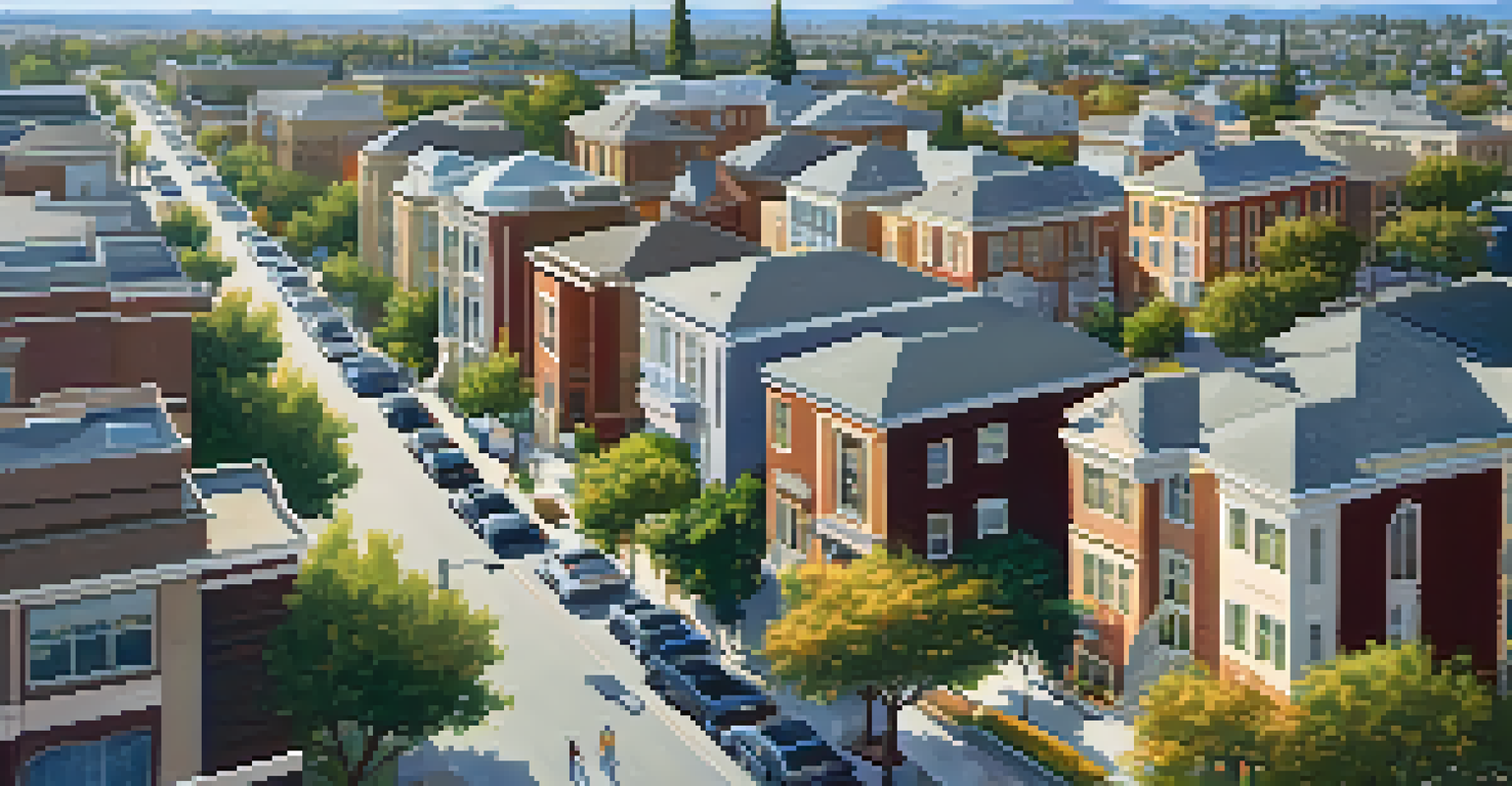 Aerial view of Redwood City, highlighting parks, residential areas, and a vibrant skyline.