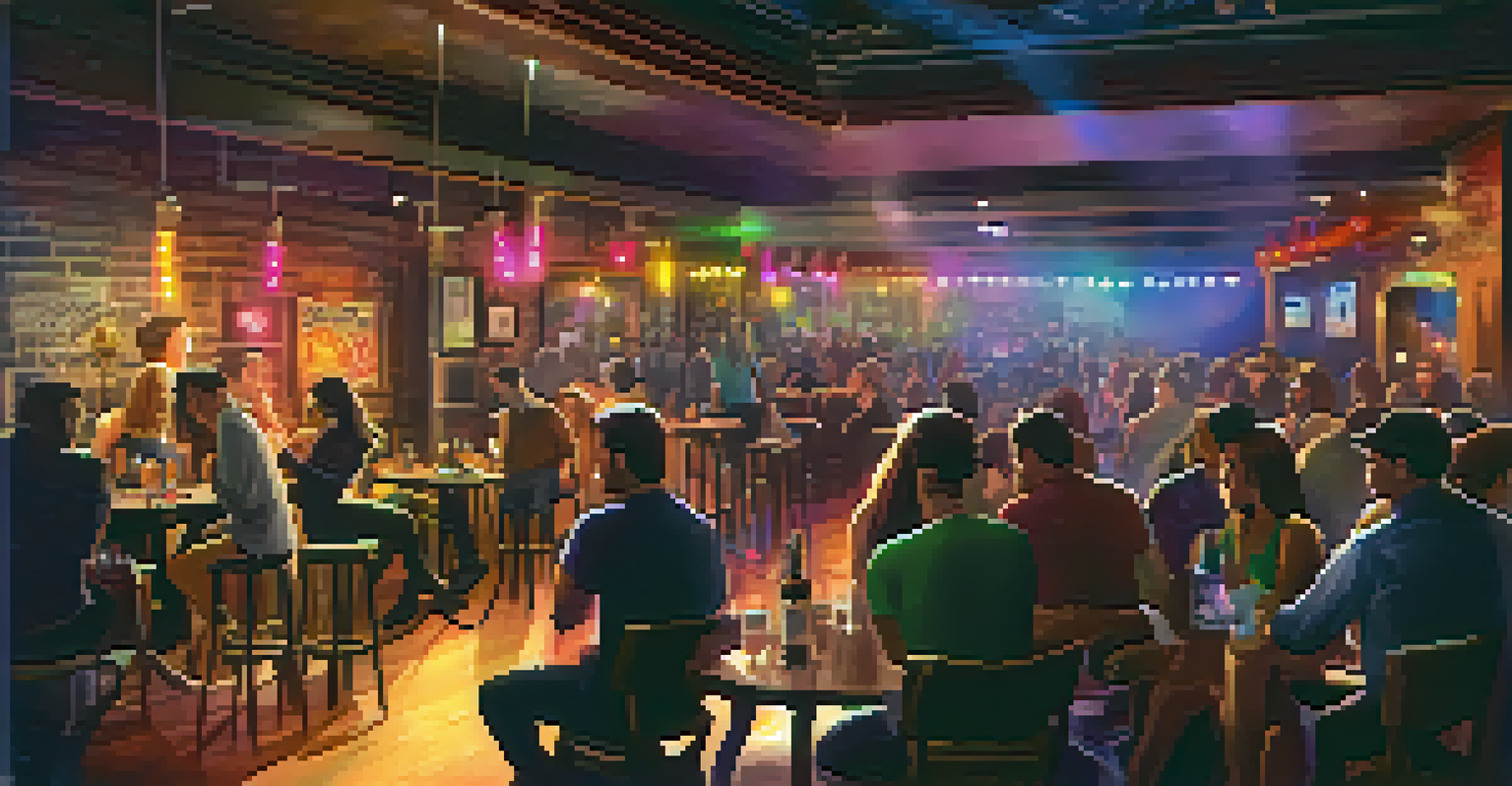 A lively performance at Club Fox, with a local band on stage and an engaged audience enjoying the cozy atmosphere.