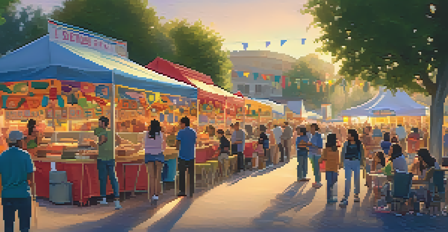 A festive gathering in Redwood City with community members enjoying food and crafts, celebrating local culture.