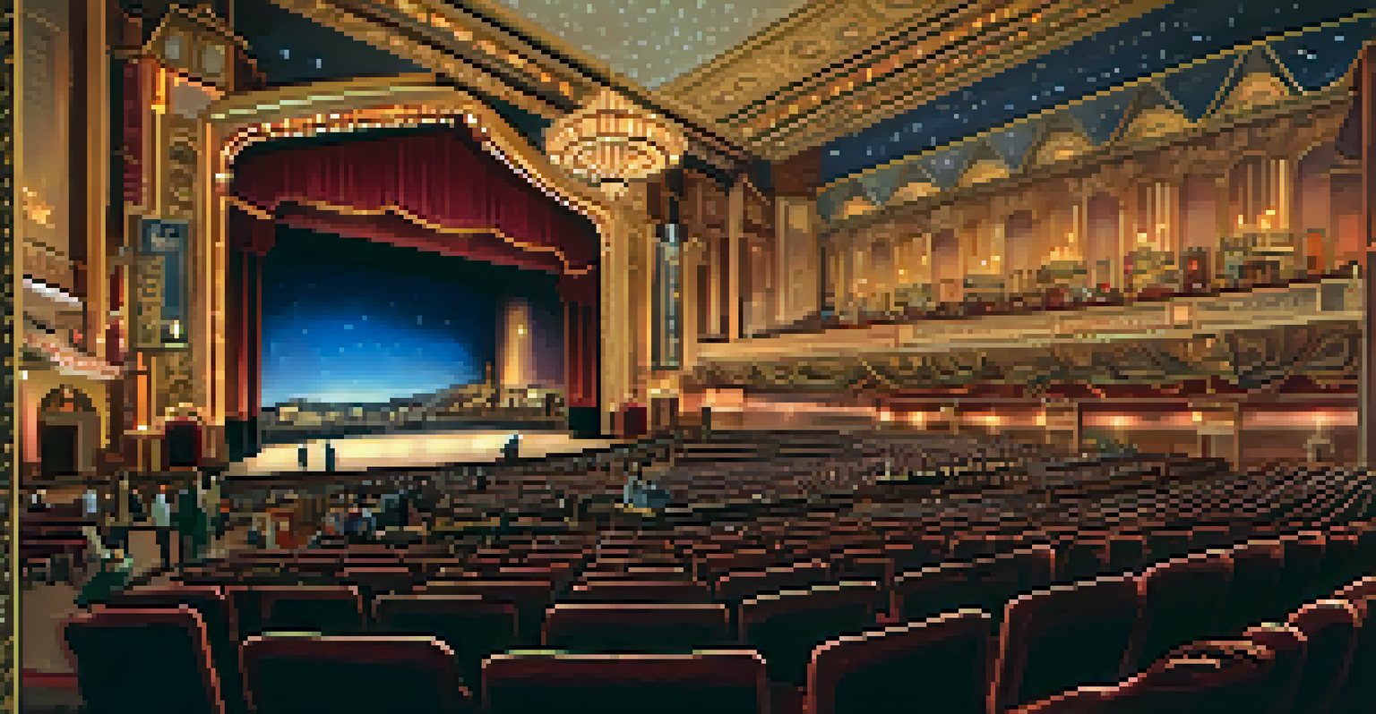 Interior view of the Fox Theatre auditorium with plush seating and a starlit sky ceiling.