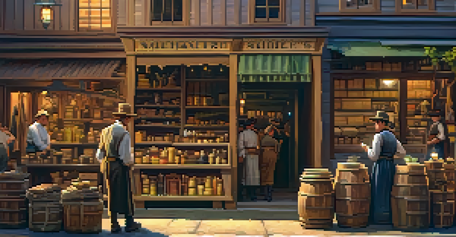 Close-up of a merchant's shop in Redwood City with goods for miners during the Gold Rush.