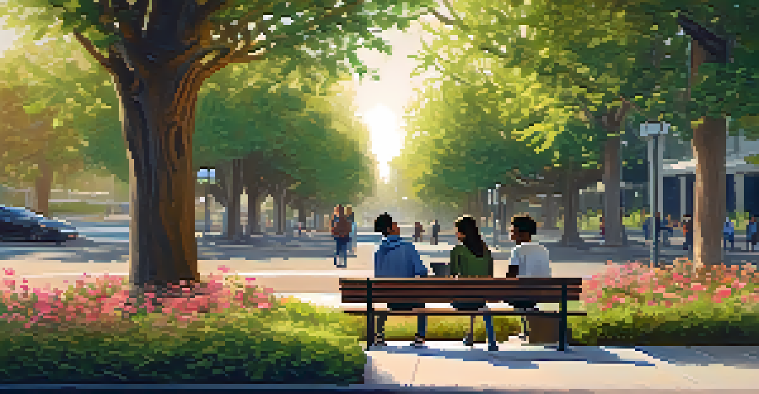 A tech professional mentoring a high school student outdoors, sharing knowledge with a laptop between them in a park setting.