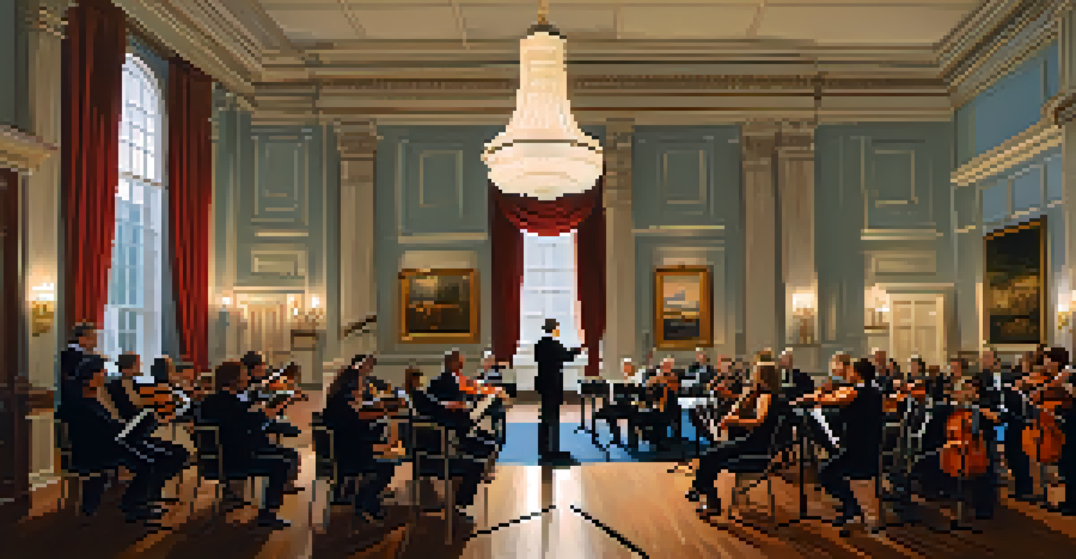 A classical music performance taking place inside the San Mateo County History Museum, with a string quartet and an audience enjoying the atmosphere.