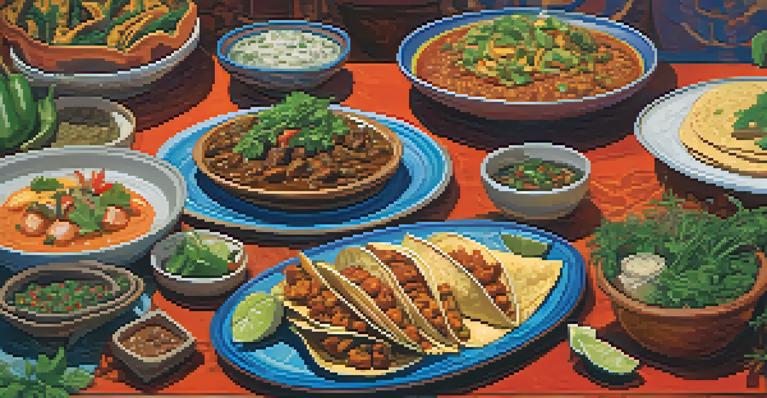 A beautifully arranged table featuring a variety of international dishes, creating a warm and inviting atmosphere.