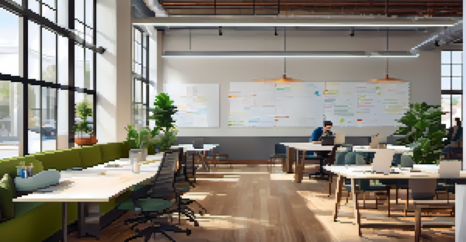 A modern coworking space in Redwood City, featuring professionals collaborating in a bright and inviting environment.