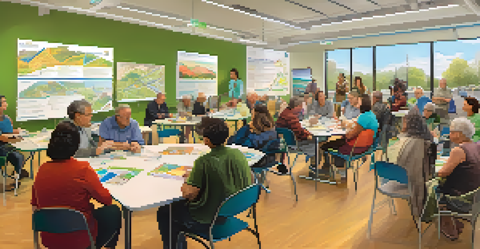 Residents attending a workshop focused on sustainable transportation in a community center.