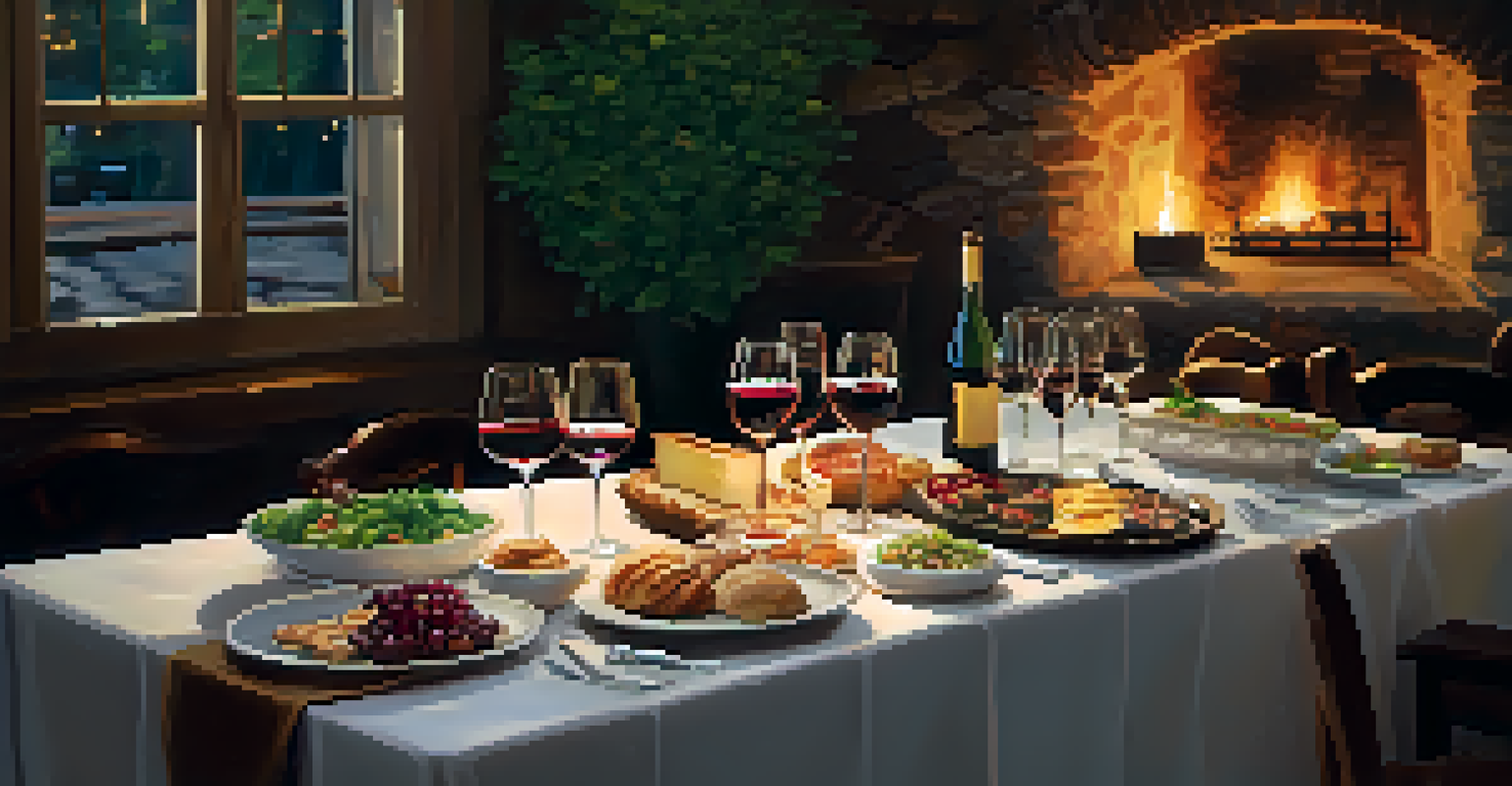 A sophisticated food and wine pairing event with a beautifully arranged table and candlelight.
